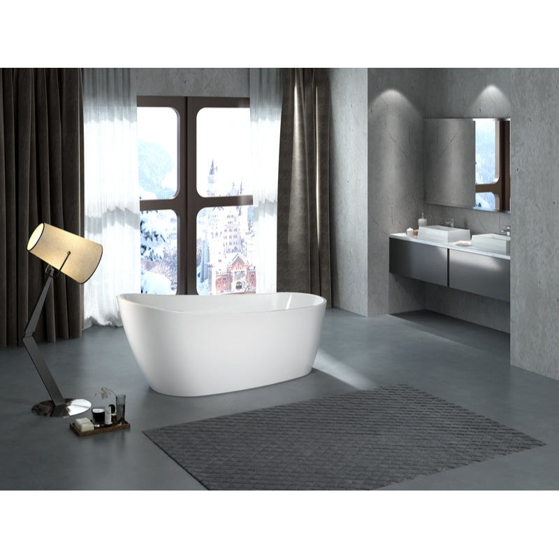 Heatgene Acrylic Freestanding Soaking Bathtub, UPC Certified, Drain & Overflow Assembly Included in White HG416