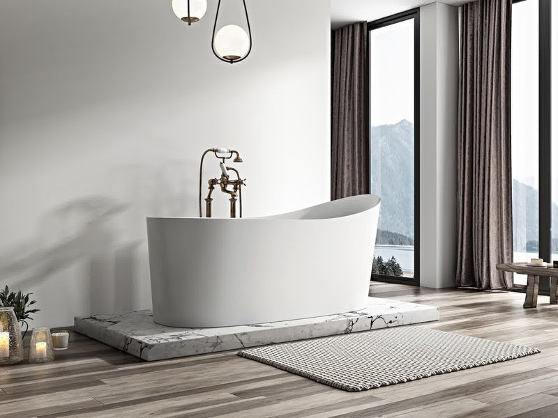 Heatgene 62" Acrylic Freestanding Soaking Tub, UPC Certified, Drain & Overflow Assembly Included HG696