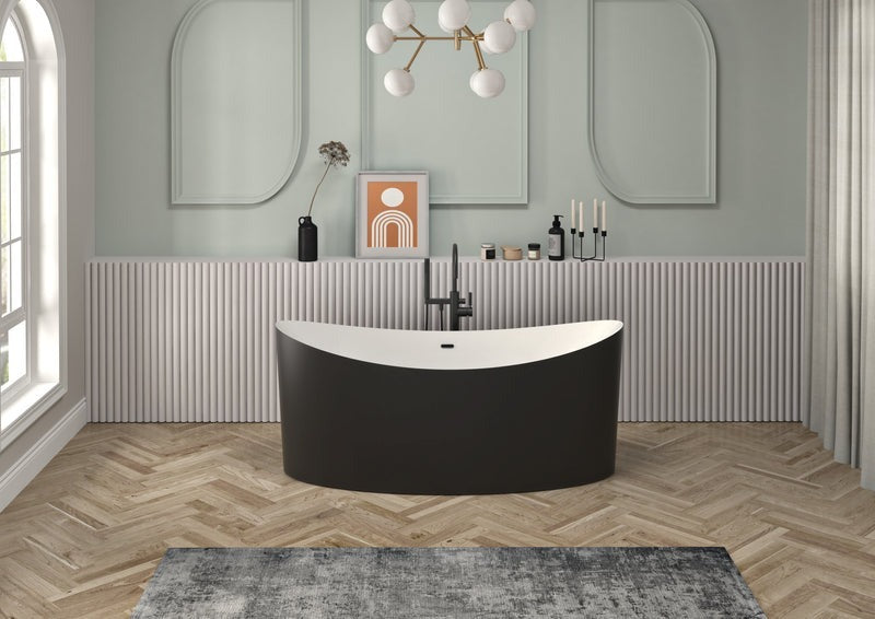 Heatgene 68.5" Acrylic Freestanding Soaking Tub, UPC Certified, Drain & Overflow Assembly Included in Matte Black HG699
