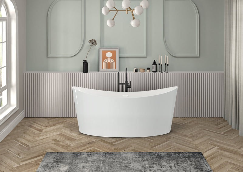 Heatgene 68.5" Acrylic Freestanding Soaking Tub, UPC Certified, Drain & Overflow Assembly Included HG699
