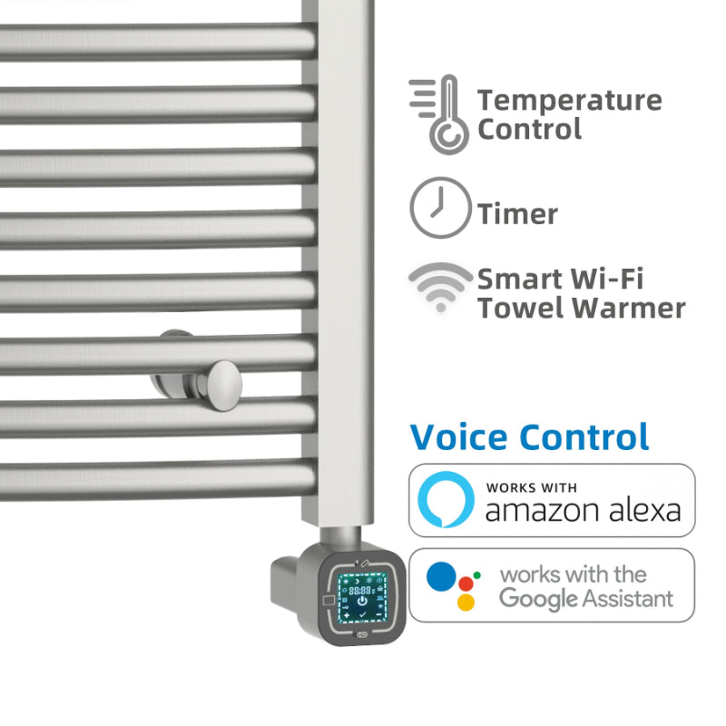 Heatgene Large Electric Radiator Towel Warmer with programmable Smart Timer and Temperature Control in Matte Black, Chrome, Brushed HGR02126