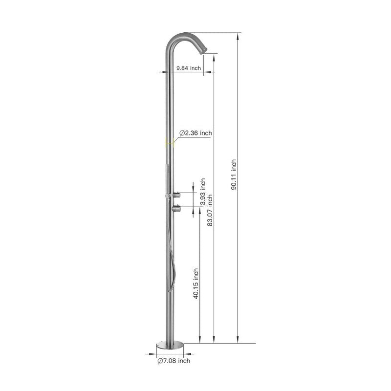 Heatgene Stainless Steel Freestanding Outdoor Shower with Handheld Shower for Outside/Swimming Pools in Brushed - HG9001S