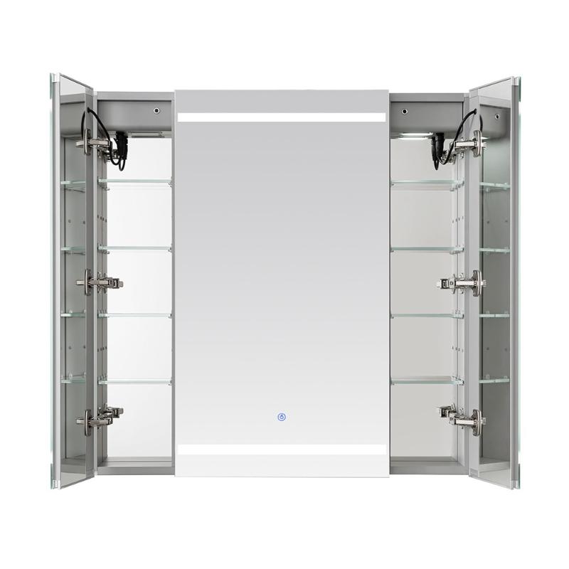 AQUADOM Royale Plus LED Lighted Triple Door Medicine Cabinet, Anti-Fog, Dimmable, Recessed or Surface 36" x 5" x 36"
