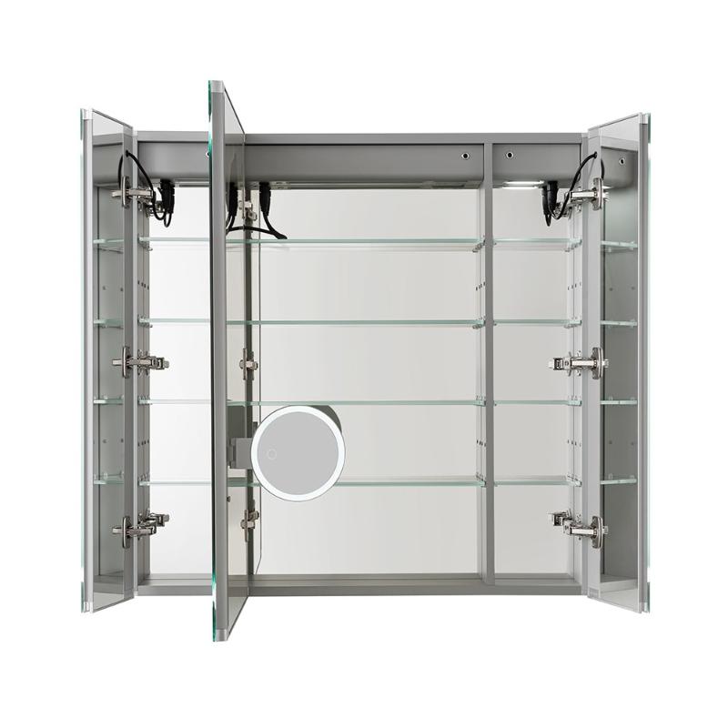 AQUADOM Royale Plus LED Lighted Triple Door Medicine Cabinet, Anti-Fog, Dimmable, Recessed or Surface 36" x 5" x 36"