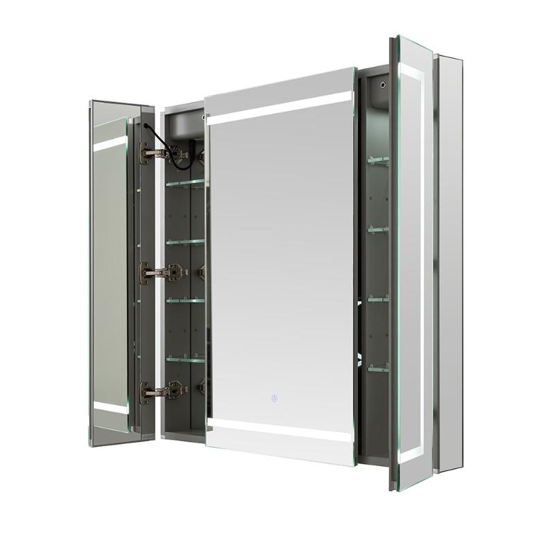 AQUADOM Royale Plus LED Lighted Triple Door Medicine Cabinet, Anti-Fog, Dimmable, Recessed or Surface 36" x 5" x 36"