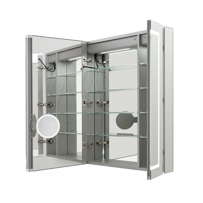 AQUADOM Royale Plus LED Lighted Triple Door Medicine Cabinet, Anti-Fog, Dimmable, Recessed or Surface 36" x 5" x 36"