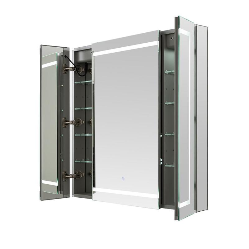 AQUADOM Royale Plus LED Lighted Triple Door Medicine Cabinet, Anti-Fog, Dimmable, Recessed or Surface 40" x 5" x 30"