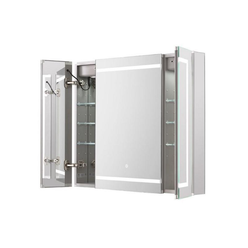 AQUADOM Royale Plus LED Lighted Triple Door Medicine Cabinet, Anti-Fog, Dimmable, Recessed or Surface 40" x 5" x 30"