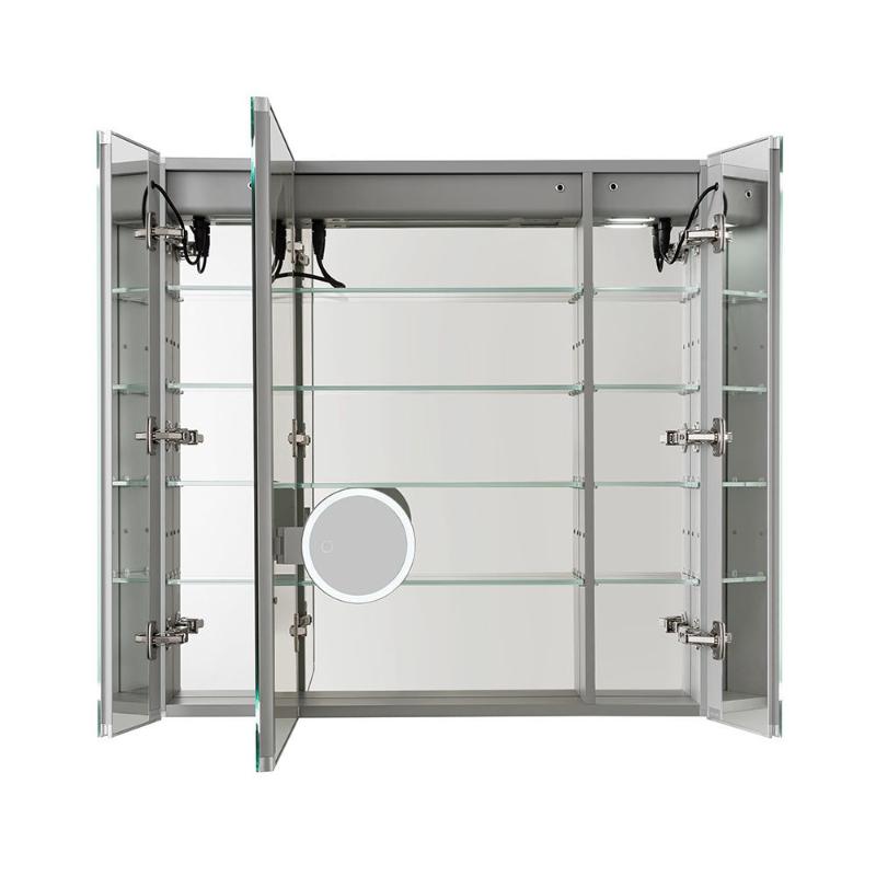 AQUADOM Royale Plus LED Lighted Triple Door Medicine Cabinet, Anti-Fog, Dimmable, Recessed or Surface 48" x 5" x 30"