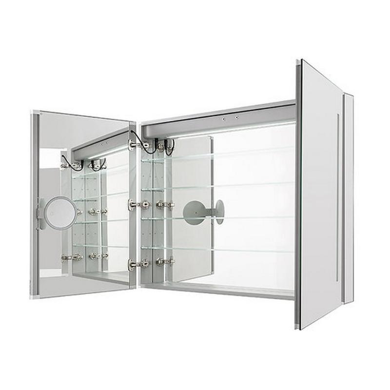 AQUADOM Signature Royale, LED Lighted Medicine Cabinet, Anti-Fog, Dimmable, Recessed or Surface 48" x 5" x 36"