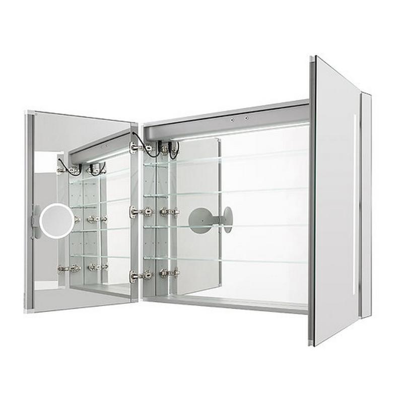 AQUADOM Signature Royale, LED Lighted Medicine Cabinet, Anti-Fog, Dimmable, Recessed or Surface 48" x 5" x 36"