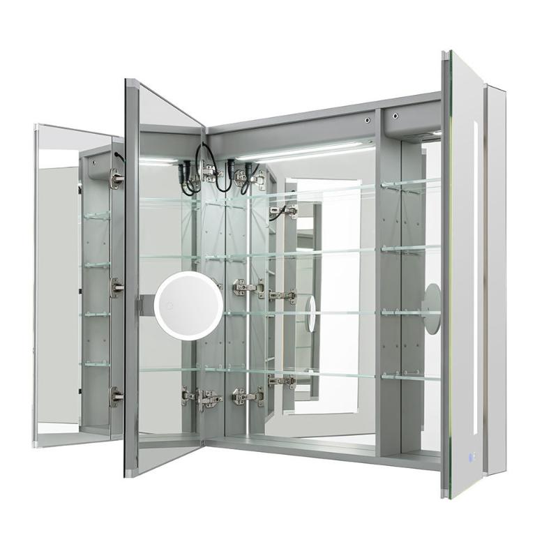 AQUADOM Signature Royale, LED Lighted Triple Door Medicine Cabinet, Anti-Fog, Dimmable, Recessed or Surface 36" x 5" x 30"