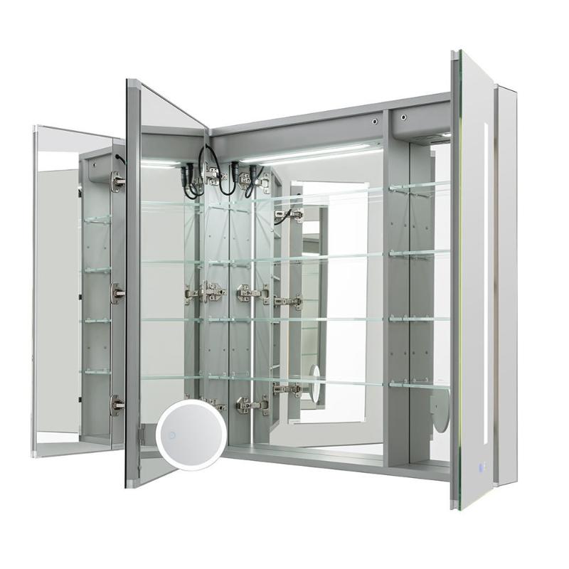 AQUADOM Signature Royale, LED Lighted Triple Door Medicine Cabinet, Anti-Fog, Dimmable, Recessed or Surface 36" x 5" x 30"
