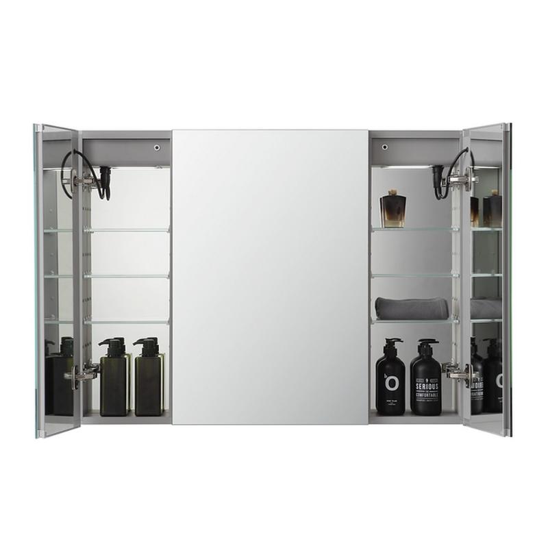 AQUADOM Signature Royale, LED Lighted Triple Door Medicine Cabinet, Anti-Fog, Dimmable, Recessed or Surface 40" x 5" x 30"