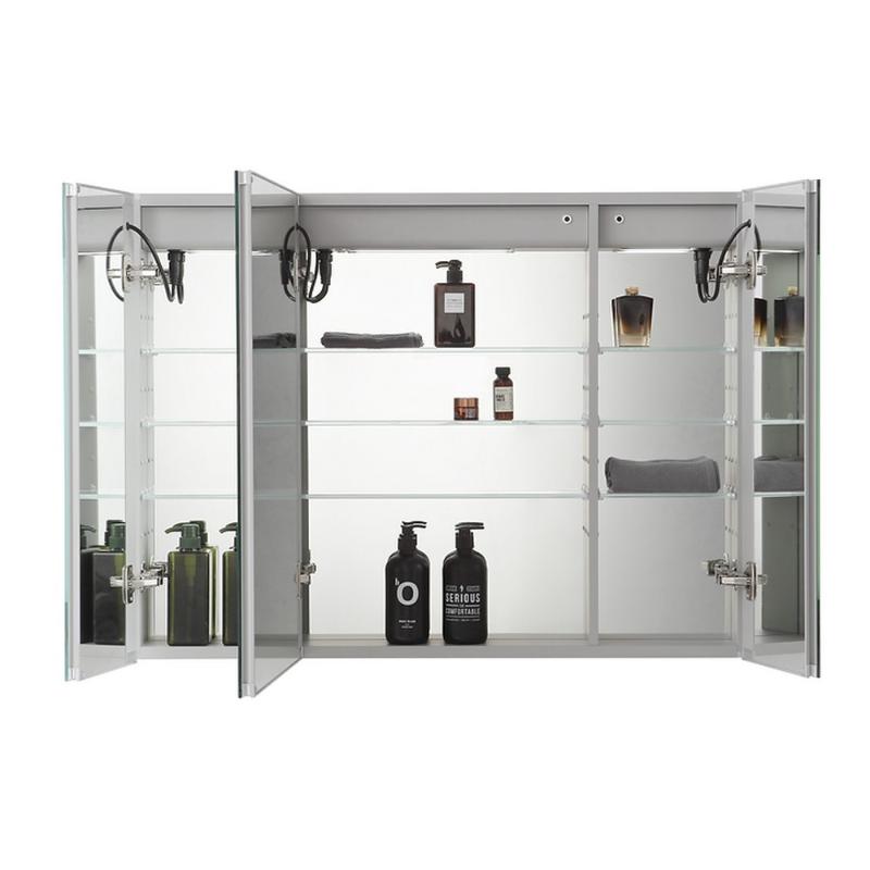 AQUADOM Signature Royale, LED Lighted Triple Door Medicine Cabinet, Anti-Fog, Dimmable, Recessed or Surface 40" x 5" x 30"