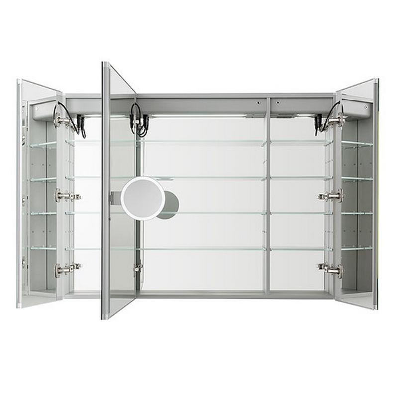 AQUADOM Signature Royale, LED Lighted Triple Door Medicine Cabinet, Anti-Fog, Dimmable, Recessed or Surface 40" x 5" x 36"