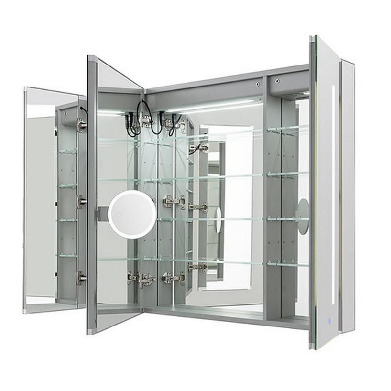AQUADOM Signature Royale, LED Lighted Triple Door Medicine Cabinet, Anti-Fog, Dimmable, Recessed or Surface 40" x 5" x 36"