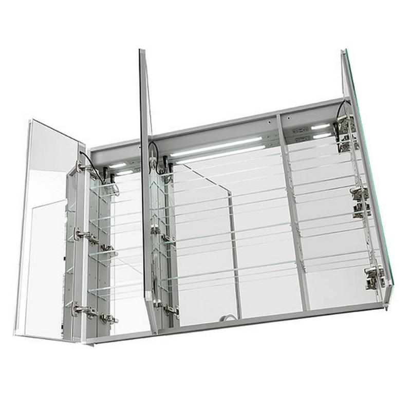 AQUADOM Signature Royale, LED Lighted Triple Door Medicine Cabinet, Anti-Fog, Dimmable, Recessed or Surface 40" x 5" x 36"