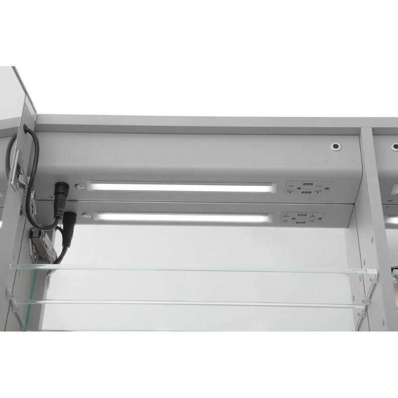 AQUADOM Signature Royale, LED Lighted Triple Door Medicine Cabinet, Anti-Fog, Dimmable, Recessed or Surface 48" x 5" x 30"