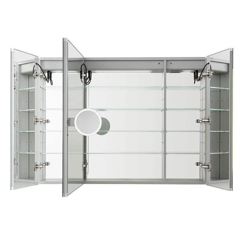 AQUADOM Signature Royale, LED Lighted Triple Door Medicine Cabinet, Anti-Fog, Dimmable, Recessed or Surface 48" x 5" x 30"