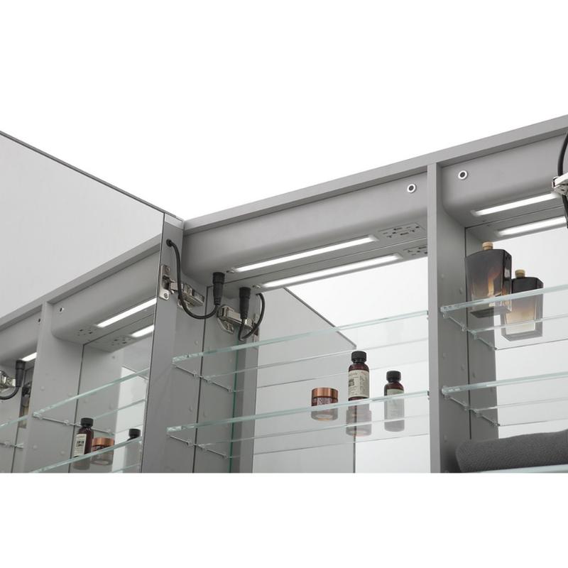 AQUADOM Signature Royale, LED Lighted Medicine Cabinet, Anti-Fog, Dimmable, Recessed or Surface 60" x 5" x 30"