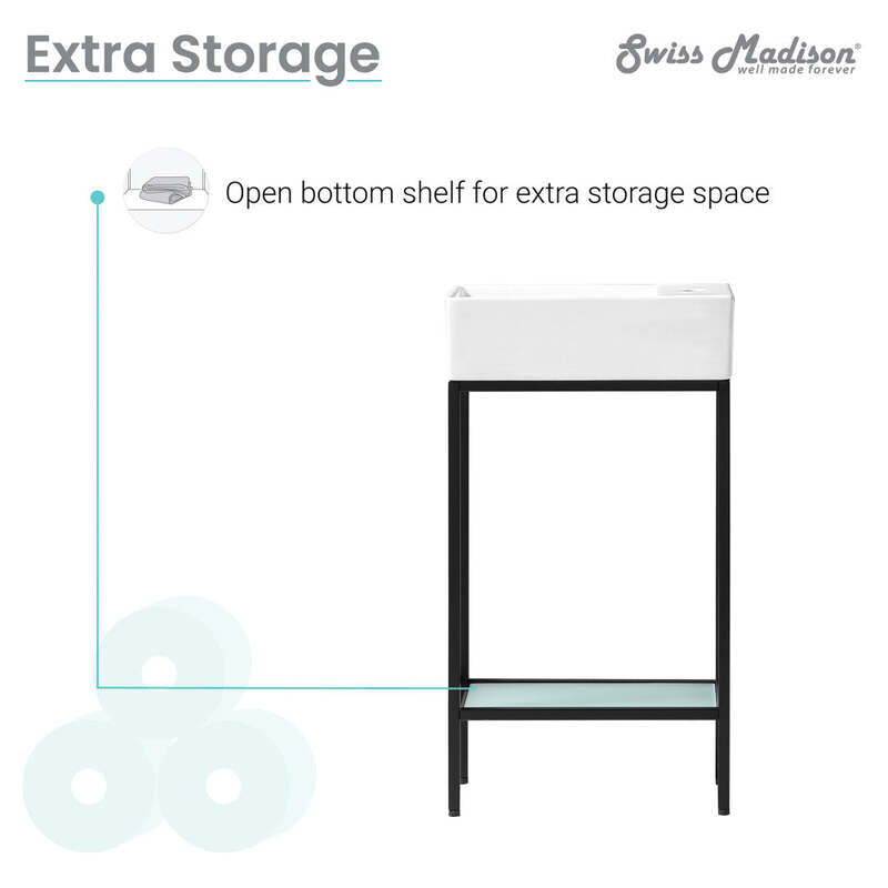 Swiss Madison Pierre 19.5 Single, Freestanding, Open Shelf, Matte Black Frame Bathroom Vanity
