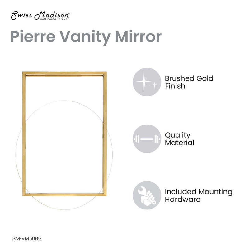 Swiss Madison Pierre 30 Vanity Mirror in Brushed Gold