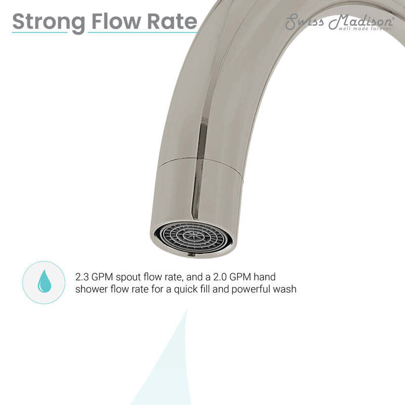 Swiss Madison Ivy Freestanding Bathtub Faucet in Brushed Nickel