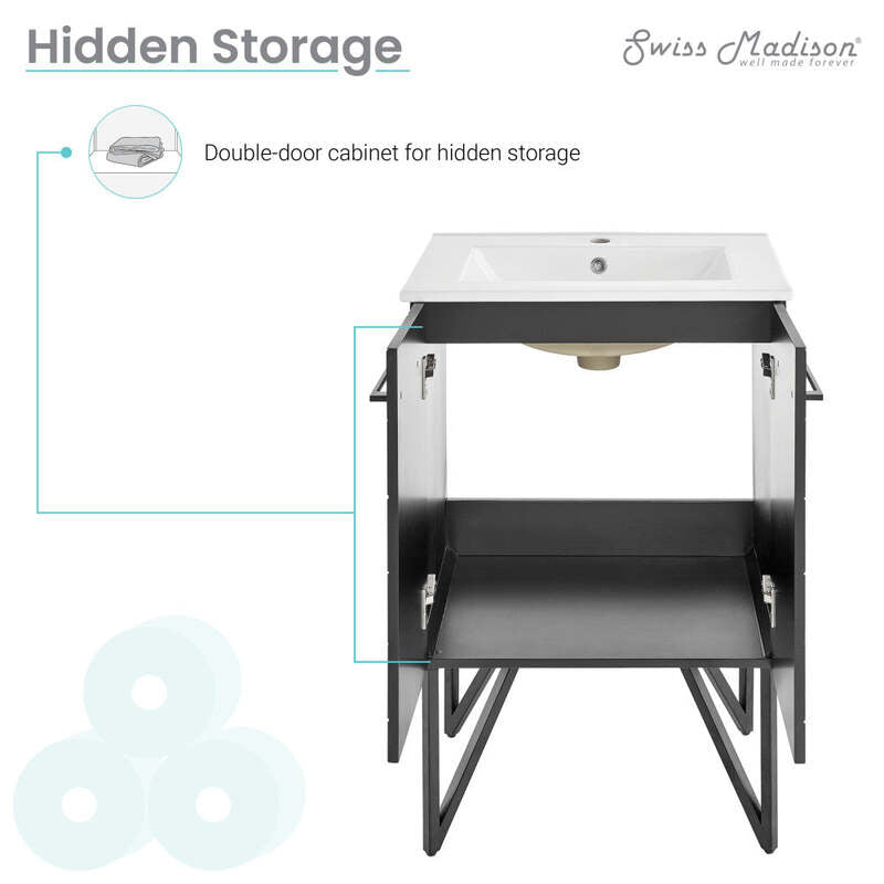 Swiss Madison Annecy 24" Bathroom Vanity in Phantom Black