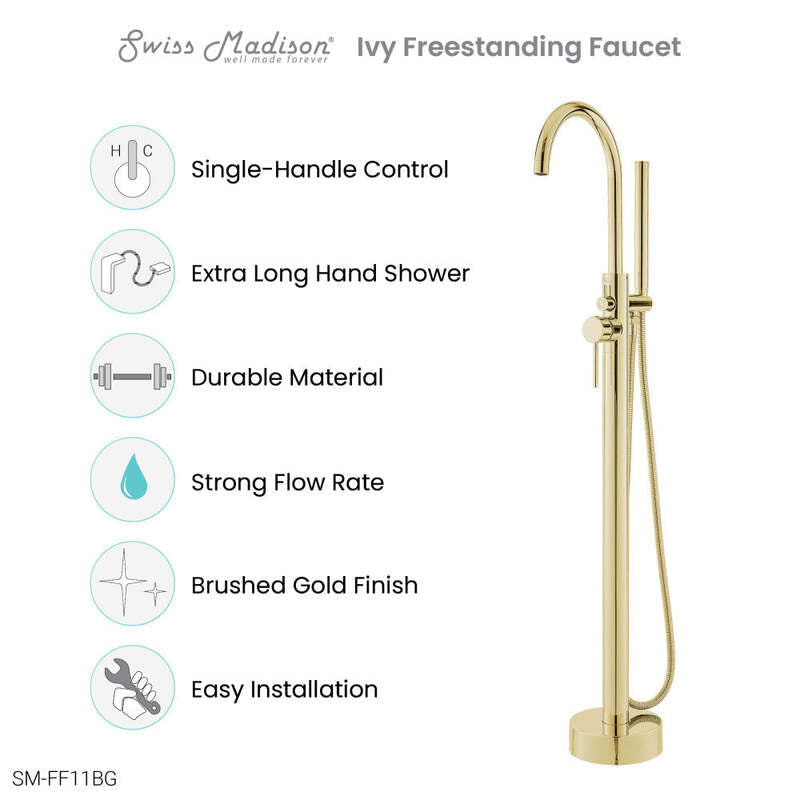 Swiss Madison Ivy Freestanding Bathtub Faucet in Brushed Gold