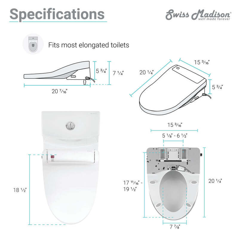 Swiss Madison Virage One-Piece Toilet with Vivante Smart Seat 1.1/1.6 gpf