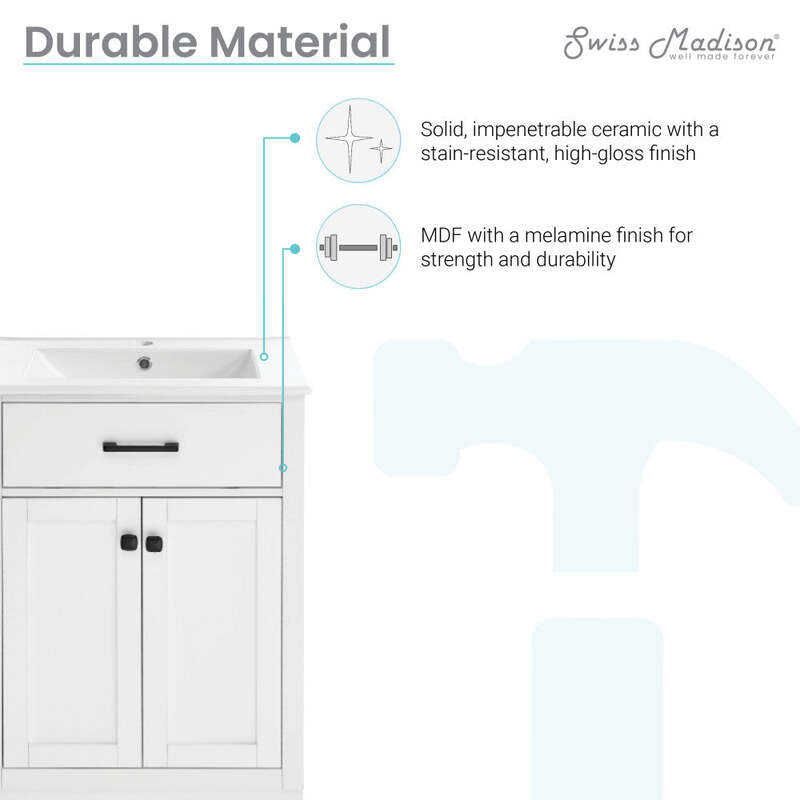 Swiss Madison Burdon 24" Bathroom Vanity in White