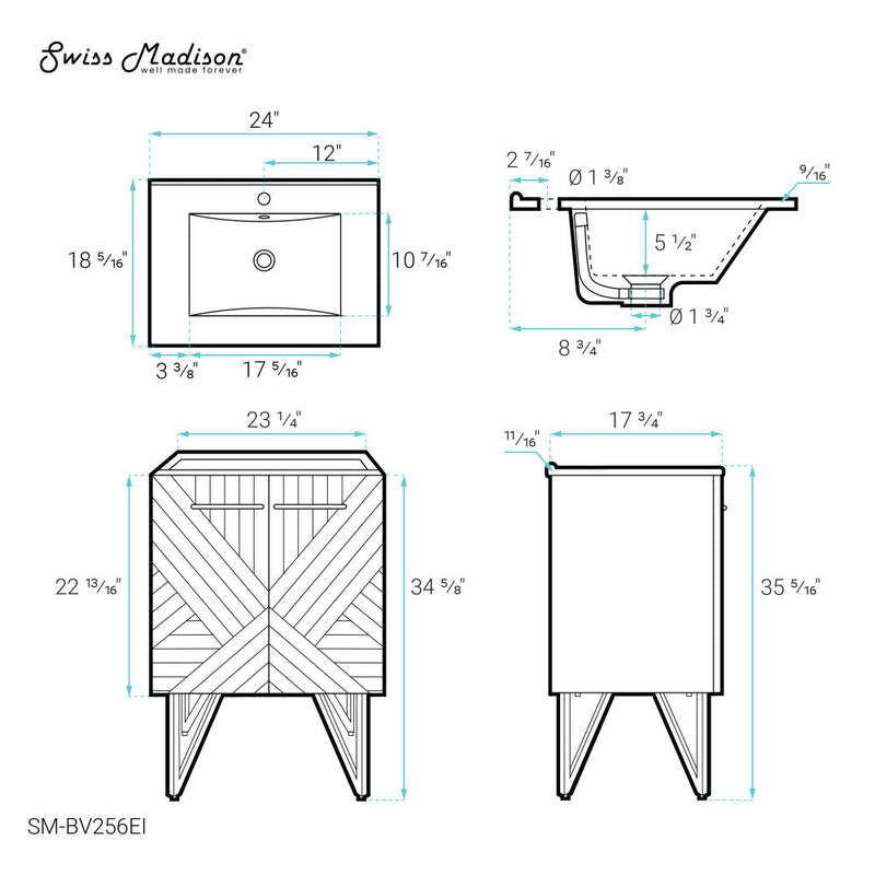 Swiss Madison Annecy 24" Bathroom Vanity in Mayhem Greige