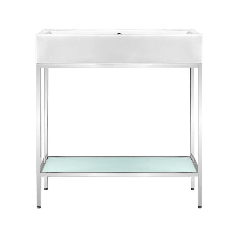 Swiss Madison Pierre 32 Single, Freestanding, Open Shelf, Chrome Metal Frame Bathroom Vanity