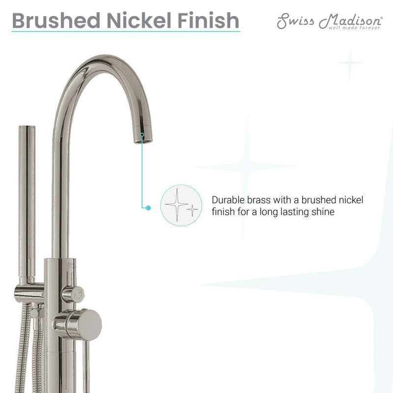 Swiss Madison Ivy Freestanding Bathtub Faucet in Brushed Nickel
