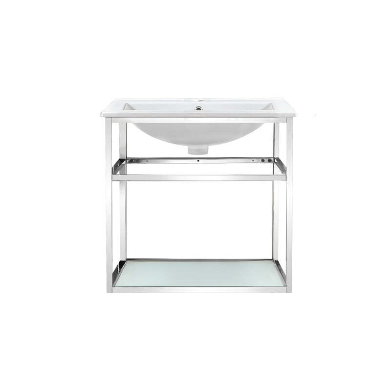 Swiss Madison Pierre 24 Single, Open Shelf, Chrome Metal Frame Bathroom Vanity