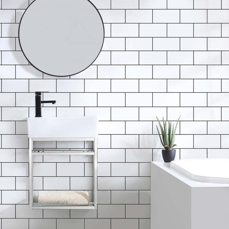 Swiss Madison Pierre 19.5 Single, Open Shelf, Chrome Metal Frame Bathroom Vanity