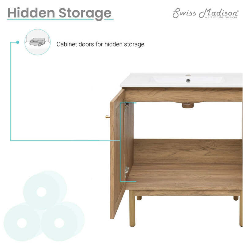 Swiss Madison Classé 30" Bathroom Vanity in Oak