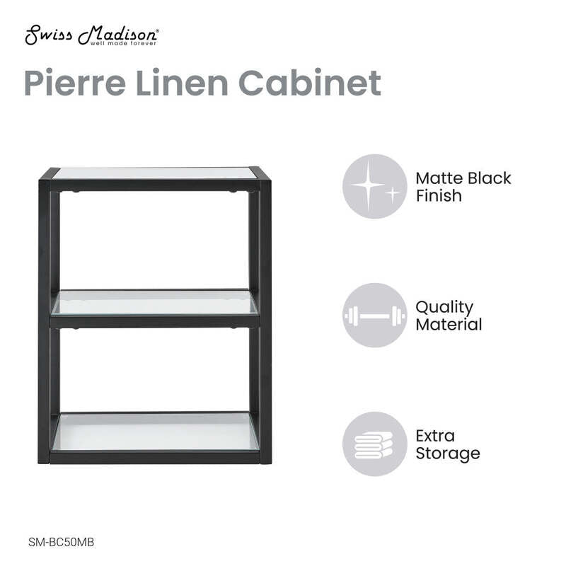Swiss Madison Pierre 16"x20"x10" Wall-Mounted Linen Cabinet in Matte Black