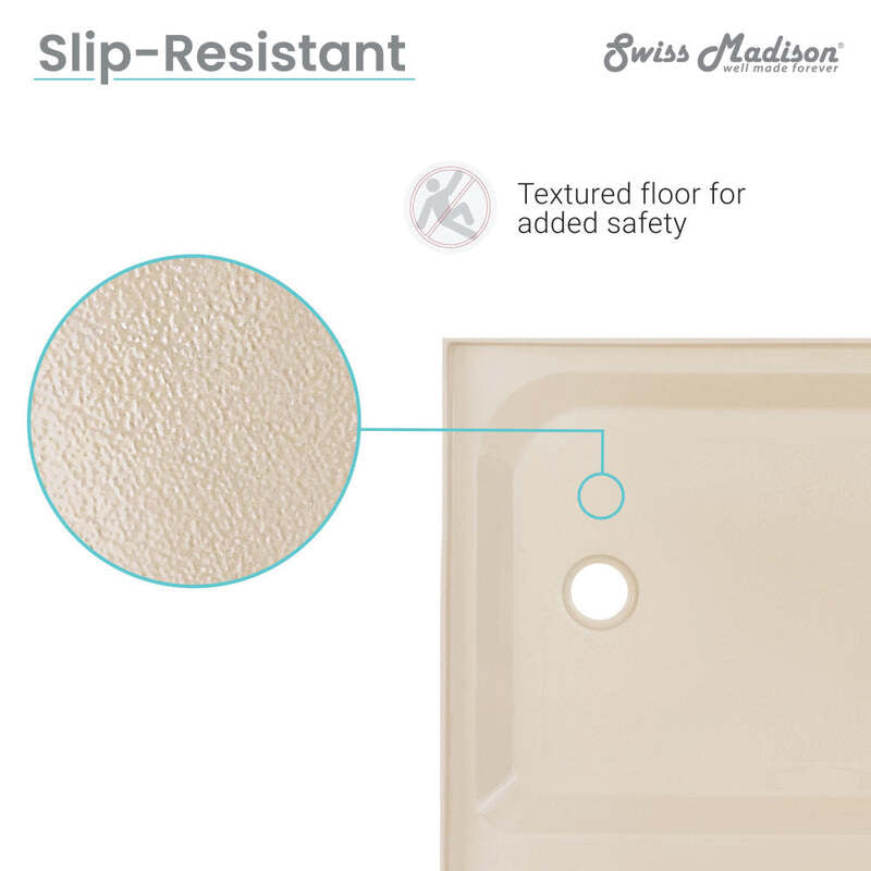 Swiss Madison Voltaire 60 x 36 Single-Threshold, Center Drain, Shower Base in Biscuit