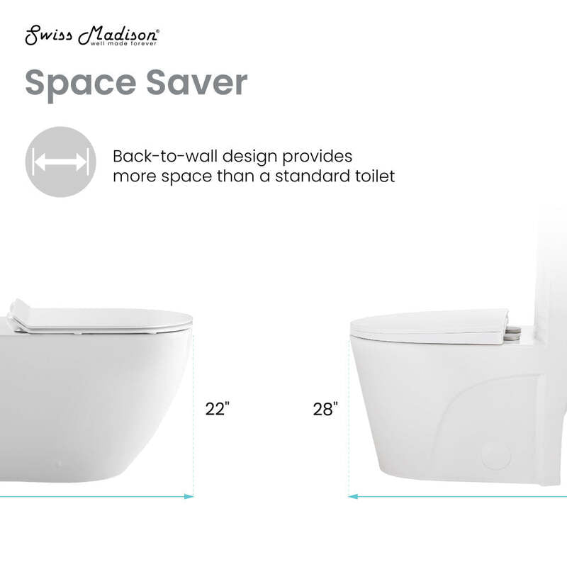 Swiss Madison St. Tropez Back to Wall Concealed Tank Toilet Bowl Bundle in Glossy White