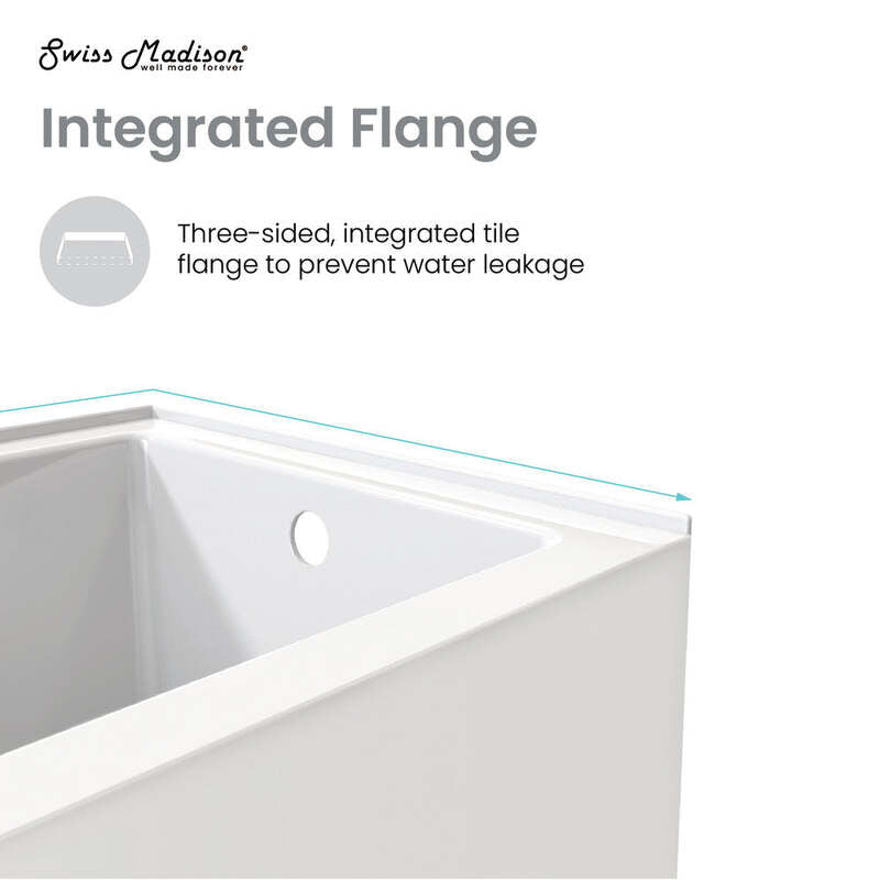 Swiss Madison Ivy 54'' x 30 Bathtub with Apron Right Hand Drain in White