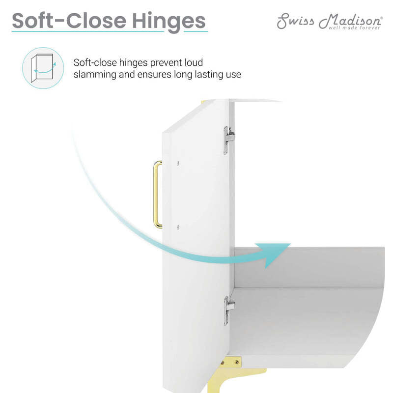 Swiss Madison Voltaire 36" Single, Bathroom Vanity in White with Gold Hardware