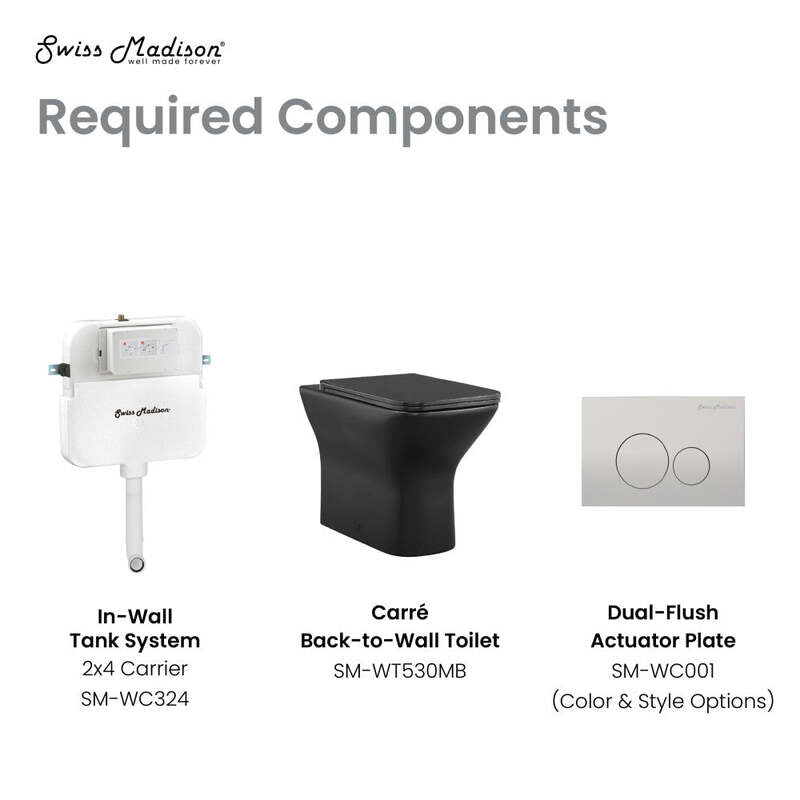Swiss Madison Carré Back-to-Wall Elongated Toilet Bowl in Matte Black