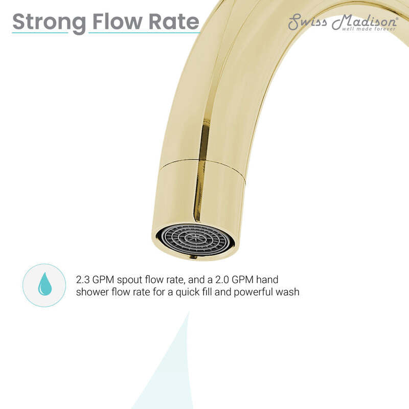Swiss Madison Ivy Freestanding Bathtub Faucet in Brushed Gold