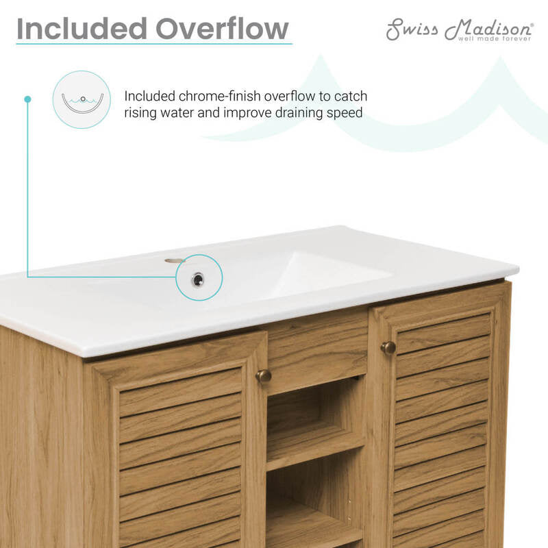Swiss Madison Bron 36" Bathroom Vanity in Oak