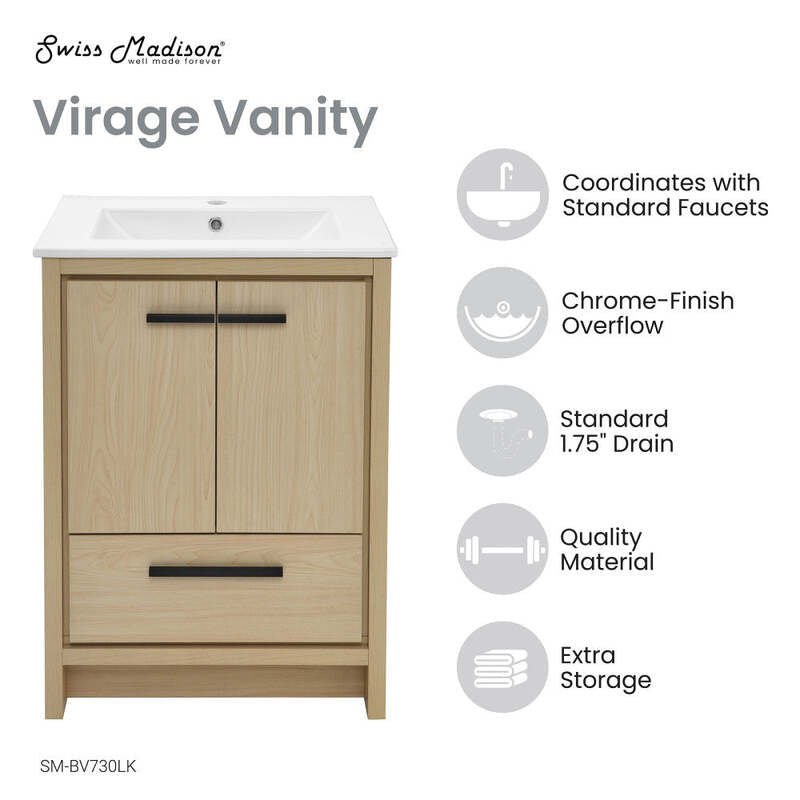 Swiss Madison Virage 24 Freestanding, Bathroom Vanity in Natural Oak