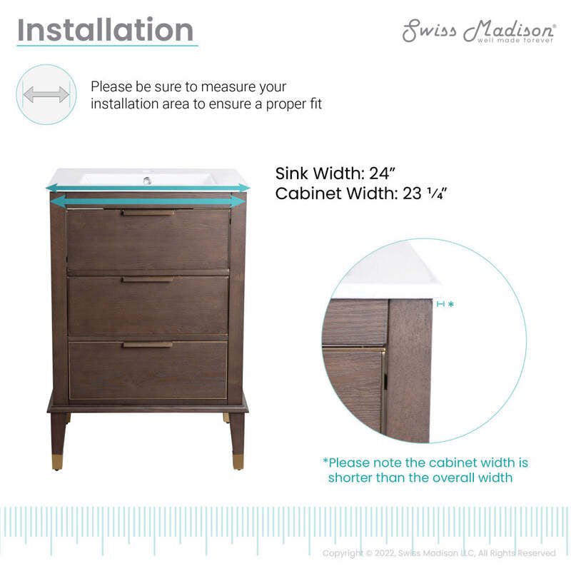 Swiss Madison Hugo 24" Bathroom Vanity in Walnut