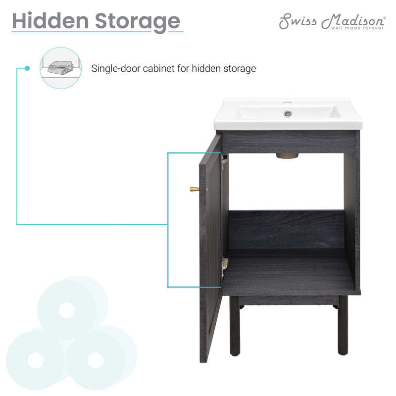 Swiss Madison Classé 18" Bathroom Vanity in Black