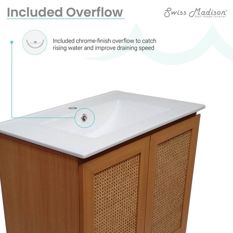 Swiss Madison Arles 30" Single, Bathroom Vanity in Honey